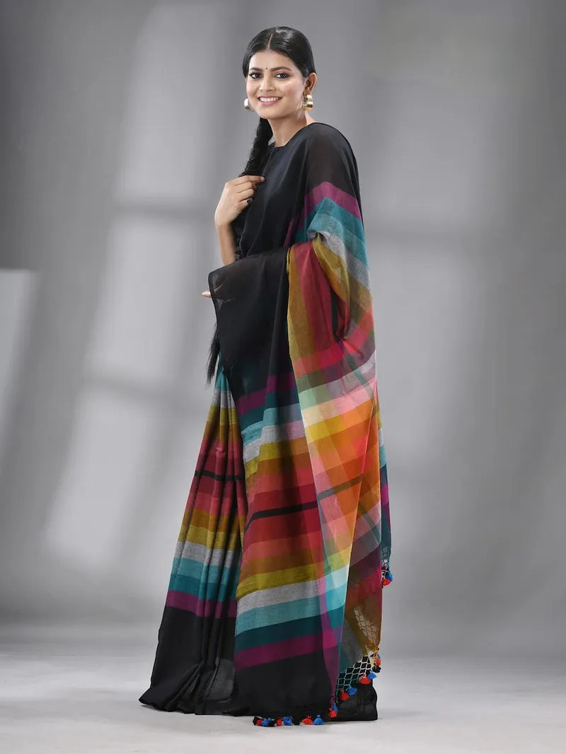 Black Khadi Cotton Saree