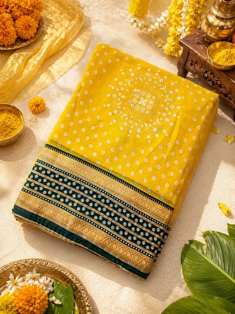Festive Yellow Georgette Saree