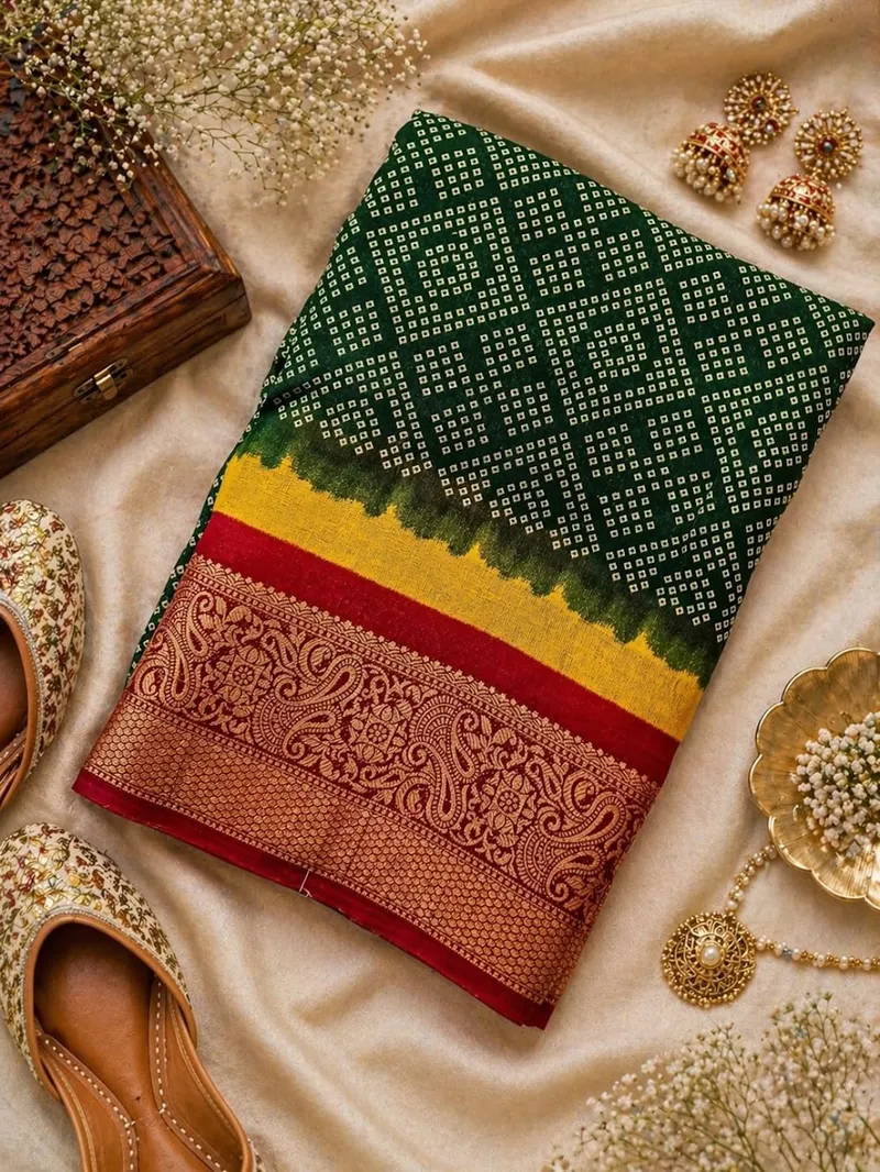 Elegant Green Georgette Saree