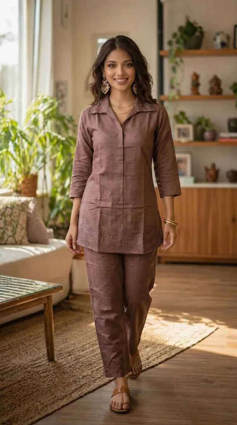 Cocoa Brown Cotton Co-Ord Set